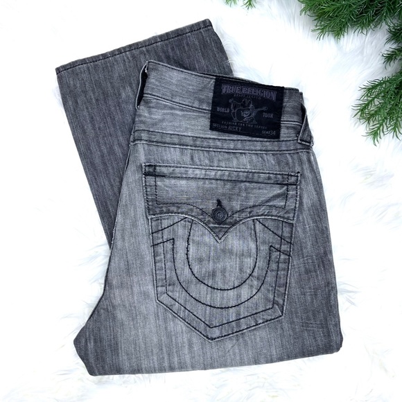 True Religion Other - 🚫SOLD!👖NWOT |•TRUE RELIGION•| Grey 'Ricky' Straight Leg Flap Pocket Jeans 34
